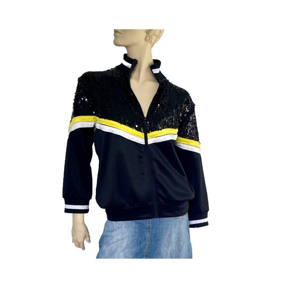 Vintage Track Jacket, Size M, Sequins Chevron Stripes Jacket, Fancy Athleisure - Picture 2 of 9